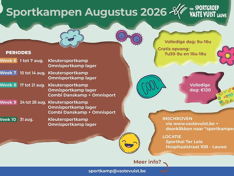 Kleutersportkamp - zomer 2026 - week 10 (1 dag)