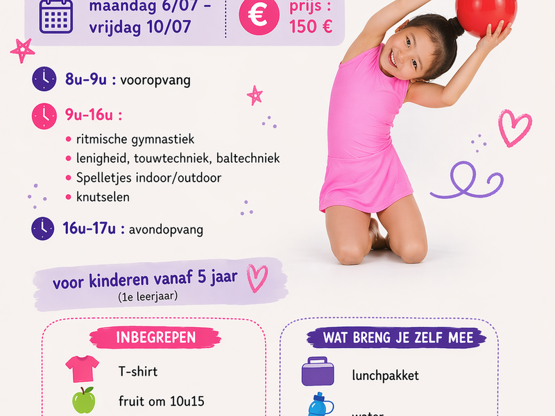 kamp ritmische gymnastiek Gent - 5-7 jaar 