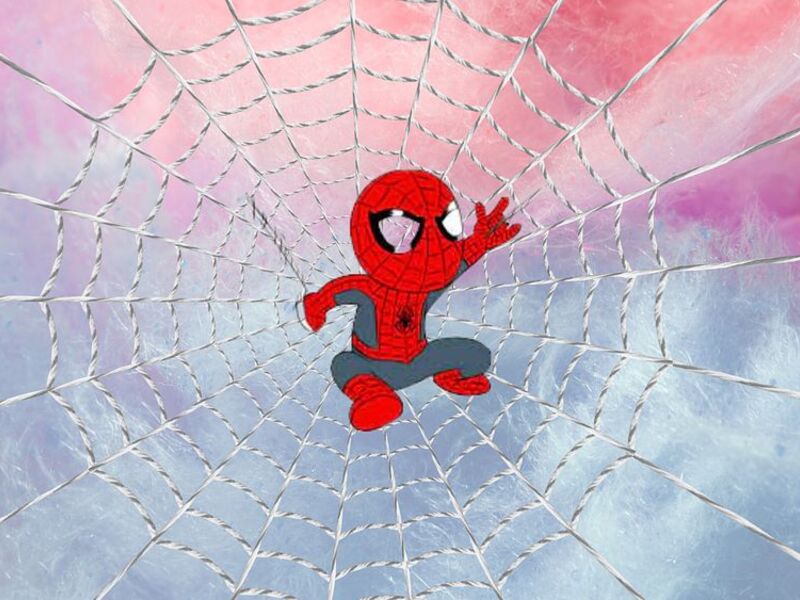 Spider-man/woman en het web van de suikerspin.