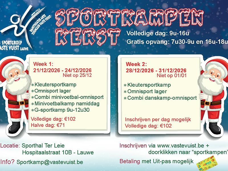 Omnisportkamp Kerst 2026 - week 1 (25 december niet)