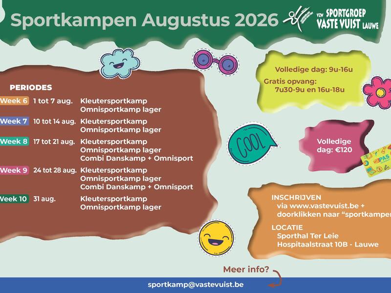 Kleutersportkamp - zomer 2026 - week 9
